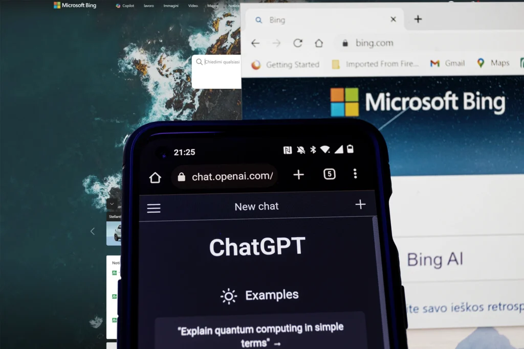 ChatGPT e Microsoft Bing su desktop e mobile
